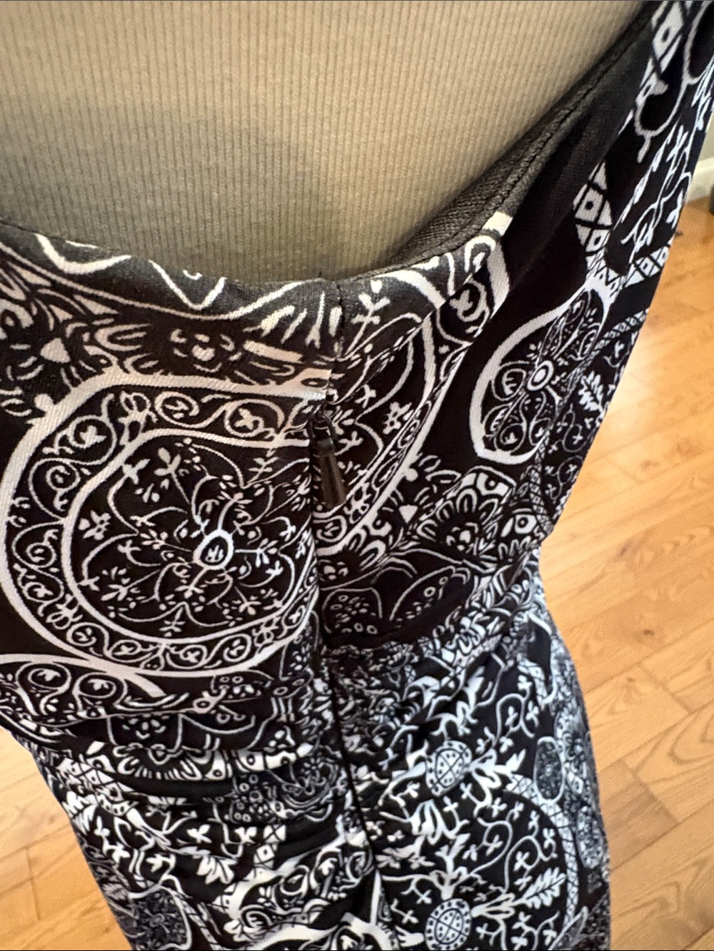 cleo Black & White Medallion Cowl Neck Midi Dress - Picture 3 of 10